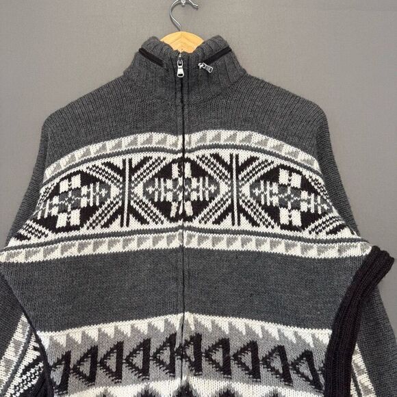 Lauren Ralph Lauren Women’s Full Zip Up Wool Blend Aztec Style Sweater Size M - Picture 2 of 11
